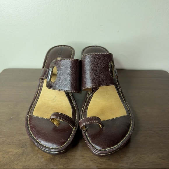 Born Brown Leather Wedge Sandals Sz 9 Womens - Picture 5 of 7